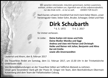 Traueranzeige von Dirk Schubarth von Neue Presse Coburg
