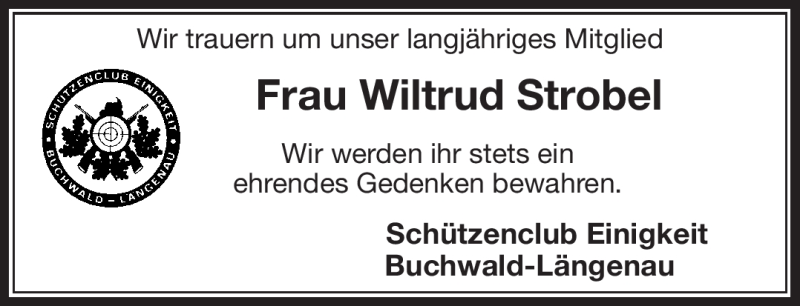  Traueranzeige für Wiltrud Strobel vom 25.02.2017 aus Frankenpost