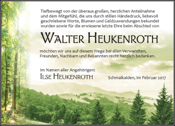 Traueranzeige von Walter Heukenroth von Südthüringer Presse
