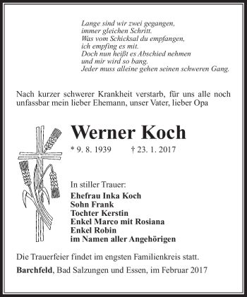 Traueranzeige von Werner Koch von Südthüringer Presse