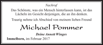 Traueranzeige von Michael Pommer von Südthüringer Presse