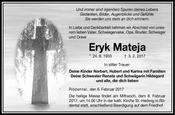 Traueranzeige von Eryk Mateja von Neue Presse Coburg
