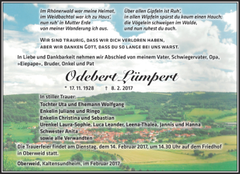 Traueranzeige von Odebert Lümpert von Südthüringer Presse