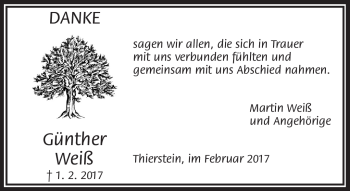 Traueranzeige von Günther Weiß von Frankenpost