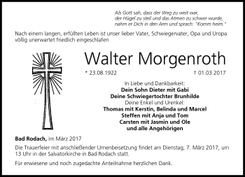 Traueranzeige von Walter Morgenroth von Neue Presse Coburg
