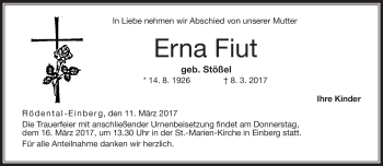 Traueranzeige von Erna Fuit von Neue Presse Coburg