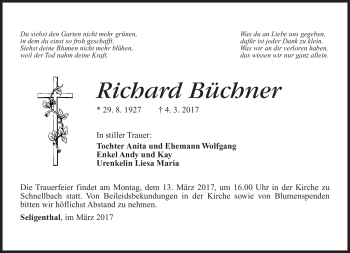 Traueranzeige von Richard Büchner von Südthüringer Presse