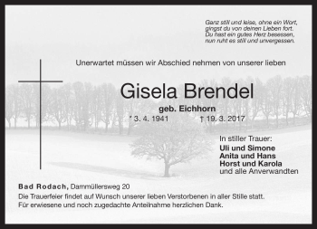 Traueranzeige von Gisela Brendel von Neue Presse Coburg