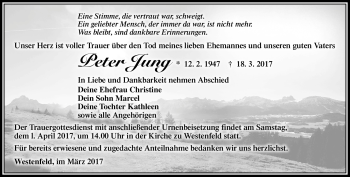 Traueranzeige von Peter Jung von Südthüringer Presse
