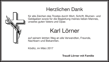 Traueranzeige von Karl Lörner von Frankenpost
