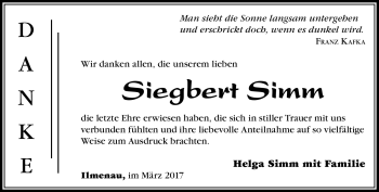 Traueranzeige von Siegbert Simm von Südthüringer Presse