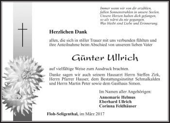 Traueranzeige von Günter Ullrich von Südthüringer Presse