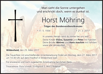 Traueranzeige von Horst Möhring von Neue Presse Coburg