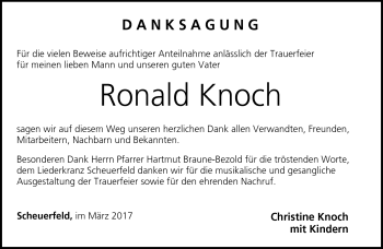 Traueranzeige von Ronald Knoch von Neue Presse Coburg