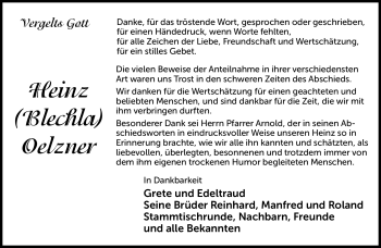 Traueranzeige von Heinz Oelzner von Neue Presse Coburg