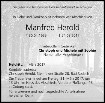 Traueranzeige von Manfred Herold von Neue Presse Coburg