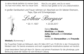 Traueranzeige von Lothar Bergner von Neue Presse Coburg