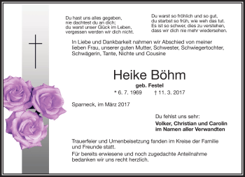 Traueranzeige von Heike Böhm von Frankenpost