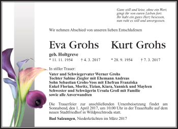 Traueranzeige von Eva u. Kurt Grohs von Südthüringer Presse