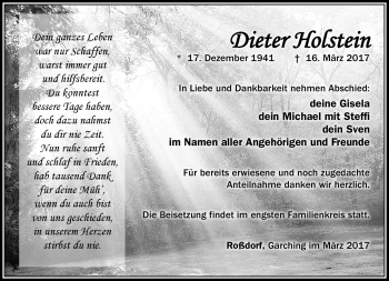 Traueranzeige von Dieter Holstein von Südthüringer Presse