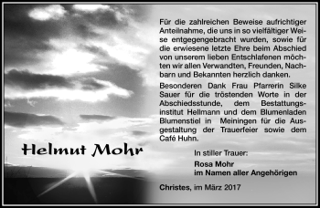Traueranzeige von Helmut Mohr von Südthüringer Presse