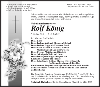 Traueranzeige von Rolf König von Südthüringer Presse