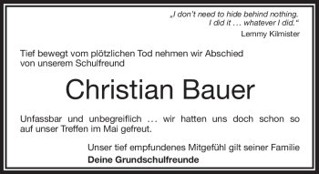 Traueranzeige von Christian Bauer von Frankenpost