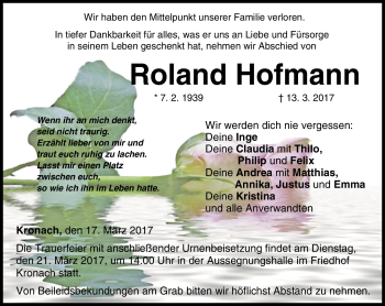 Traueranzeige von Roland Hofmann von Neue Presse Coburg