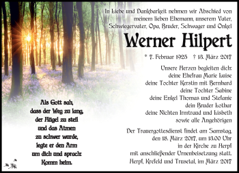 Traueranzeige von Werner Hilpert von Südthüringer Presse
