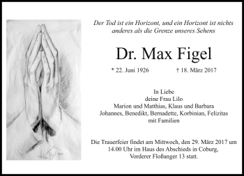 Traueranzeige von Max Figel von Neue Presse Coburg