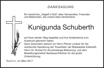 Traueranzeige von Kunigunda Schuberth von Neue Presse Coburg