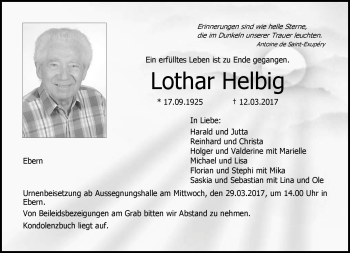 Traueranzeige von Lothar Helbig von Neue Presse Coburg