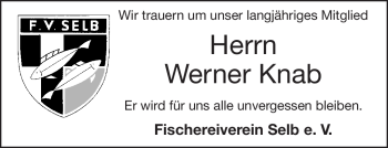 Traueranzeige von Werner Knab von Frankenpost