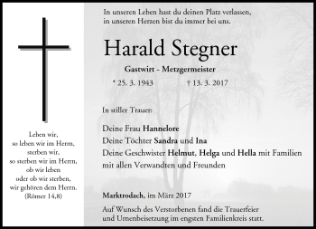Traueranzeige von Harald Stegner von Neue Presse Coburg
