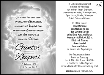 Traueranzeige von ^Günter Reppert von Südthüringer Presse