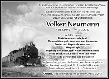Traueranzeige von Volker Neumann von Südthüringer Presse