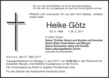 Traueranzeige von Heike Götz von Neue Presse Coburg