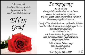 Traueranzeige von Ellen Gräf von Südthüringer Presse