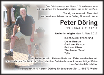 Traueranzeige von Peter Döring von Südthüringer Presse