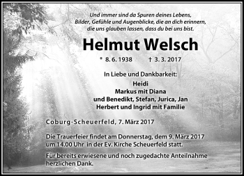 Traueranzeige von Helmut Welsch von Neue Presse Coburg