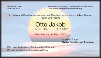 Traueranzeige von Otto Jakob von Frankenpost
