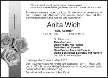 Traueranzeige von Anita Wich von Neue Presse Coburg