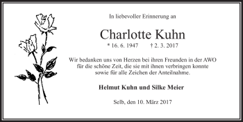 Traueranzeige von Charlotte Kuhn von Frankenpost