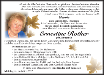 Traueranzeige von Ernestine Rother von Südthüringer Presse