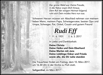 Traueranzeige von Rudi Eff von Südthüringer Presse