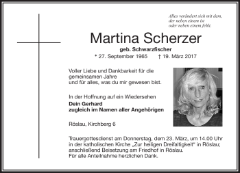 Traueranzeige von Martina Scherzer von Frankenpost