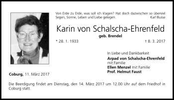 Traueranzeige von Karin von Schalscha-Ehrenfeld von Neue Presse Coburg
