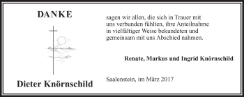 Traueranzeige von Dieter Knörnschild von Frankenpost