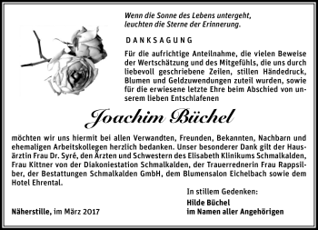 Traueranzeige von Joachim Büchel von Südthüringer Presse