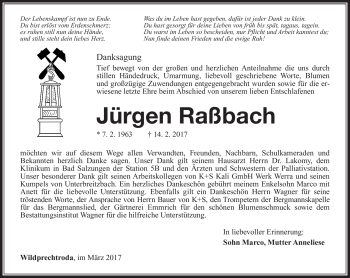 Traueranzeige von Jßürgen Raßbach von Südthüringer Presse